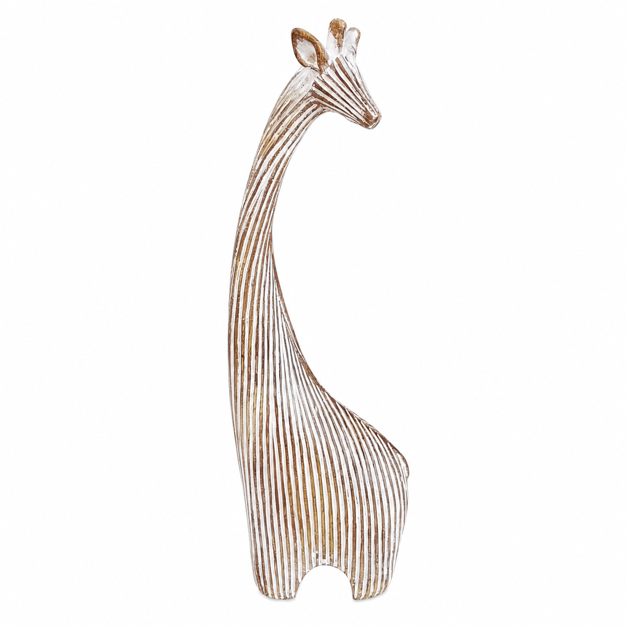 74989 - ESCULTURA EM RESINA BRANCA E MARROM GIRAFA