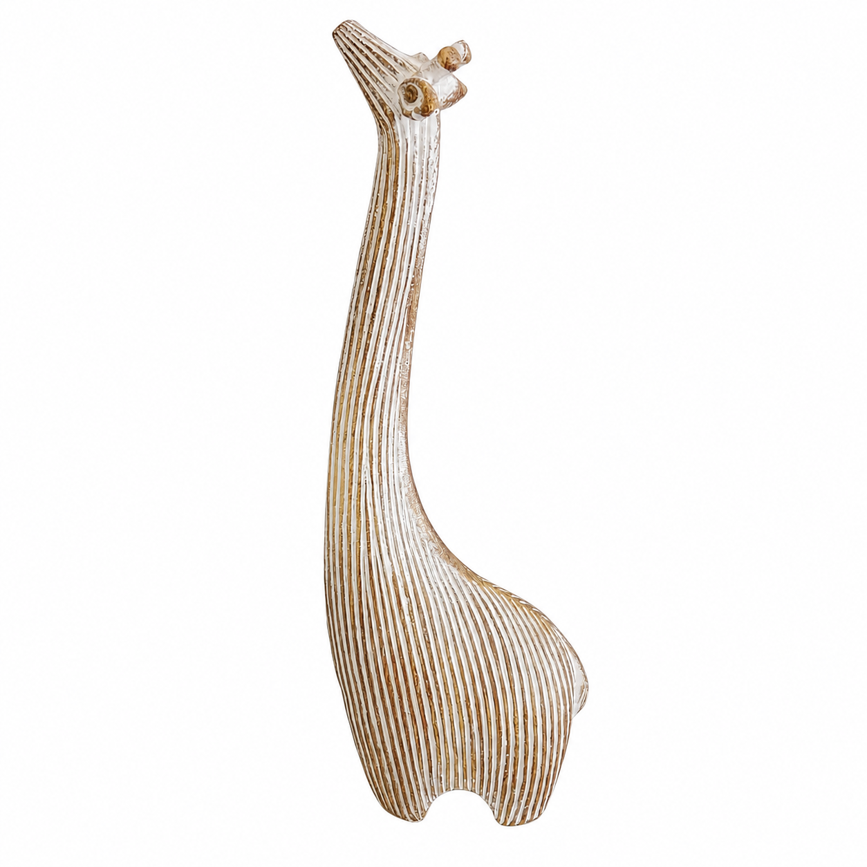 74990 - ESCULTURA EM RESINA BRANCA E MARROM GIRAFA
