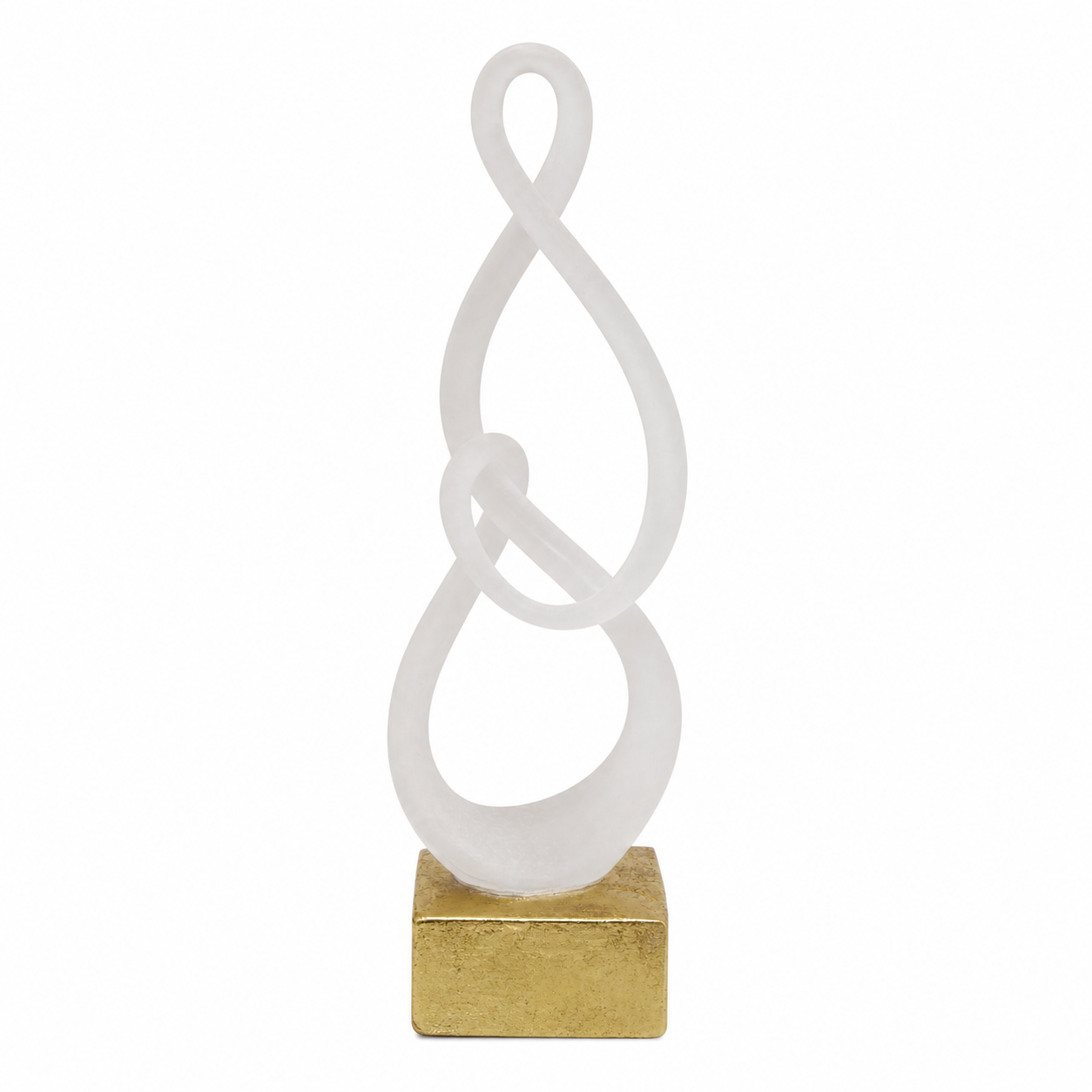 74972 - ESCULTURA EM RESINA BRANCA COM BASE DOURADO