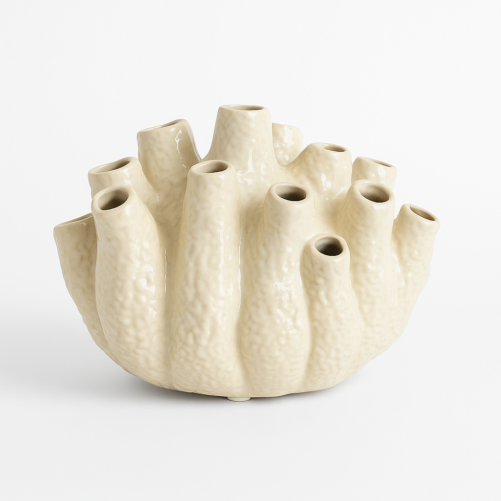 570115 - ESCULTURA P CORAL EM CERAMICA BRANCO
