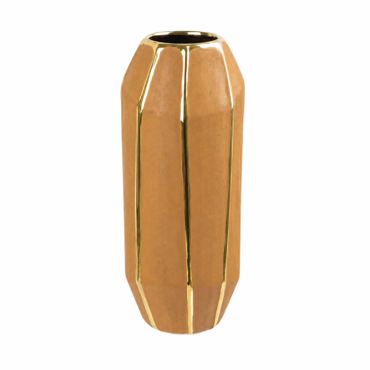 537113 - VASO EM CERAMICA - TERRACOTA COM DOURADO