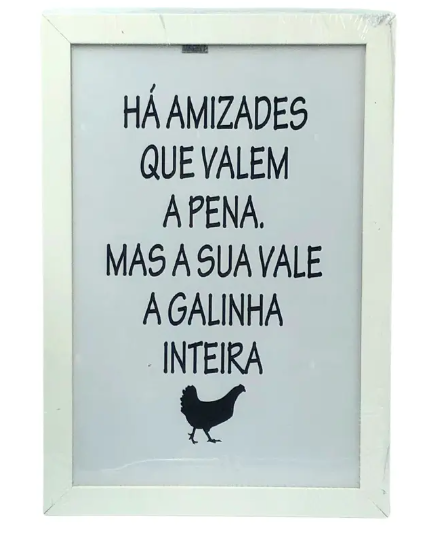 PLACA DECORATIVA FRASES COM MOLDURA 20X30