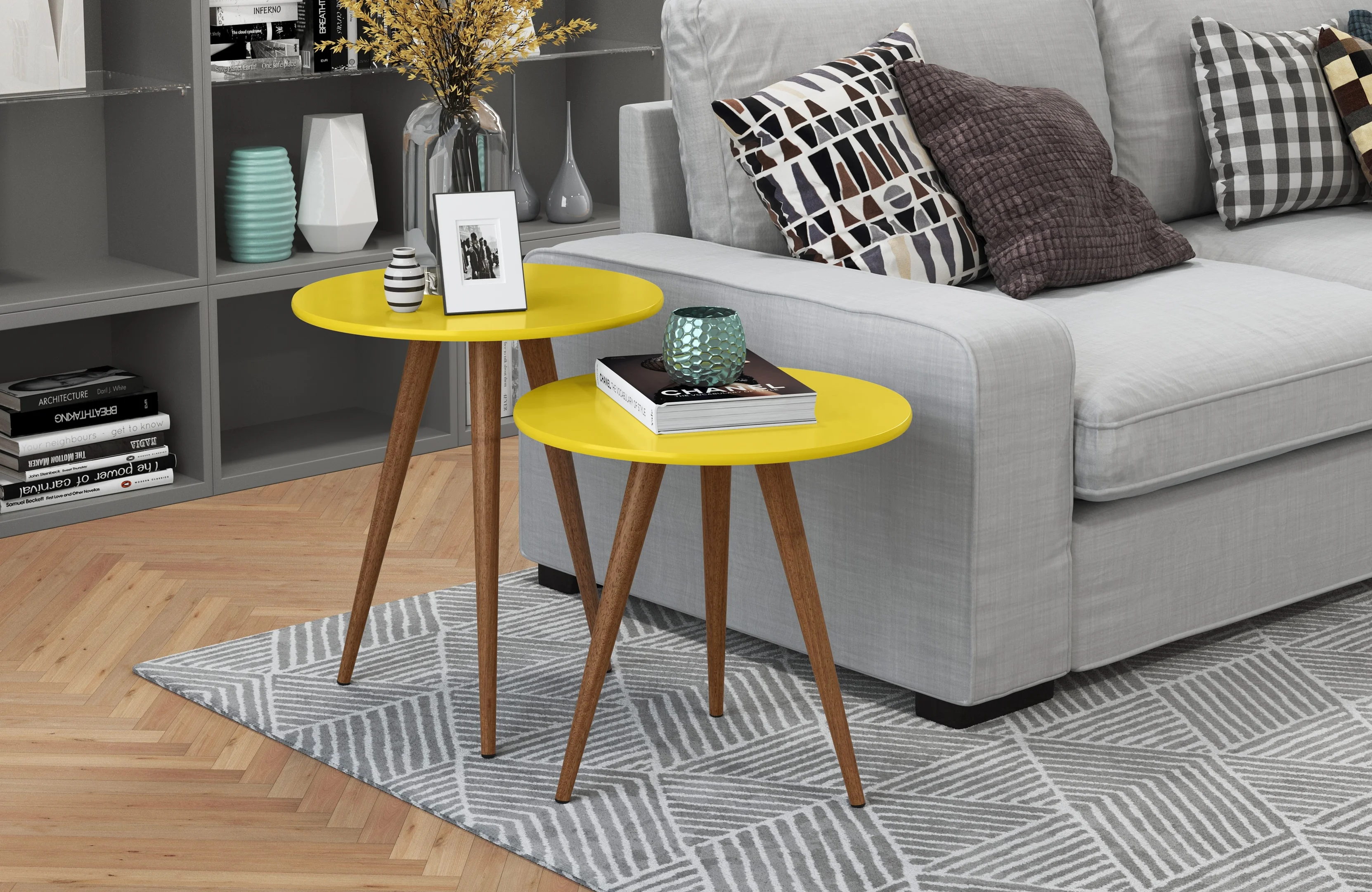 CONJUNTO MESA LATERAL BIA AMARELO