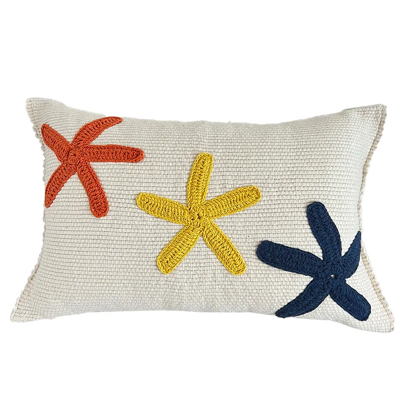 CAPA (T) DE ALMOFADA BORDADO CROCHE ESTRELAS 30X50