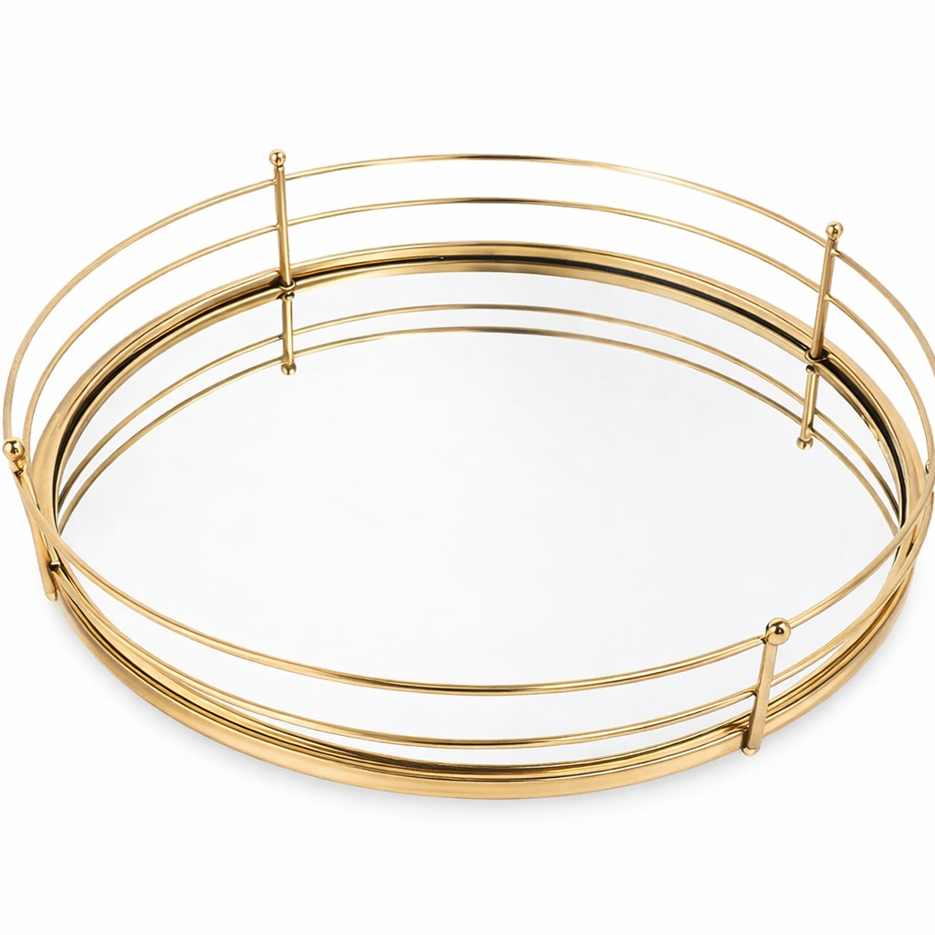 BANDEJA ESPELHADA Ø39XH6CM DOURADA