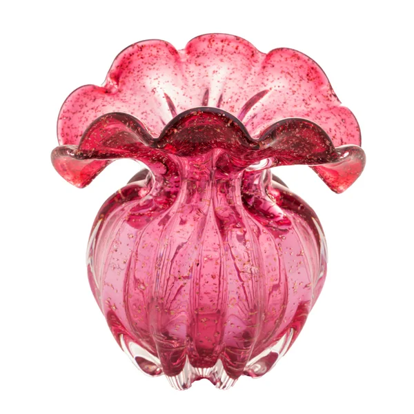 53448 - VASO DECOR. EM VIDRO ROSA COM DOURADO