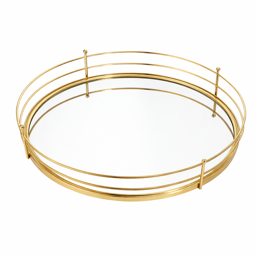 BANDEJA ESPELHADA Ø35XH6CM DOURADA