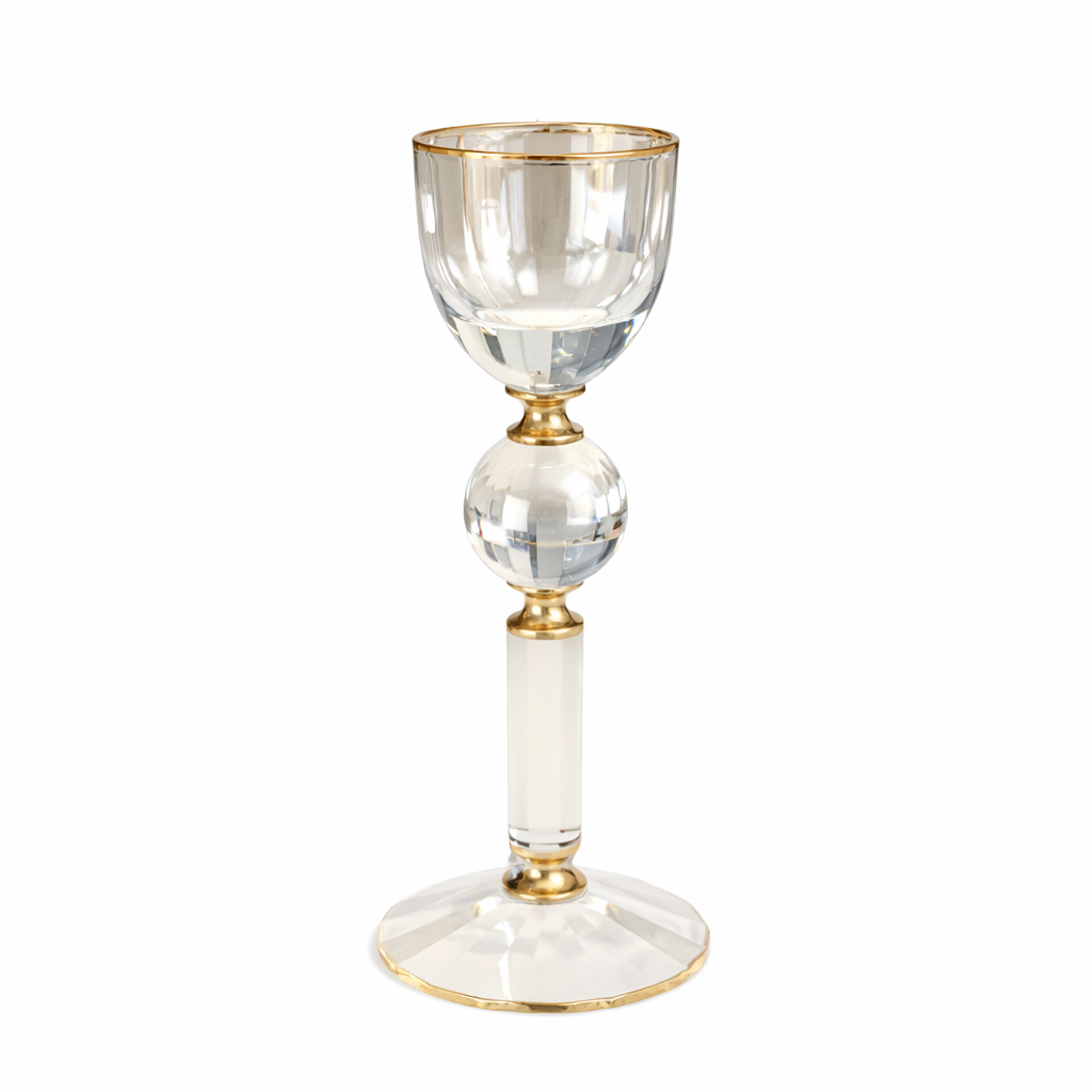 586105 - CASTICAL EM VIDRO ROSE COM METAL DOURADO M