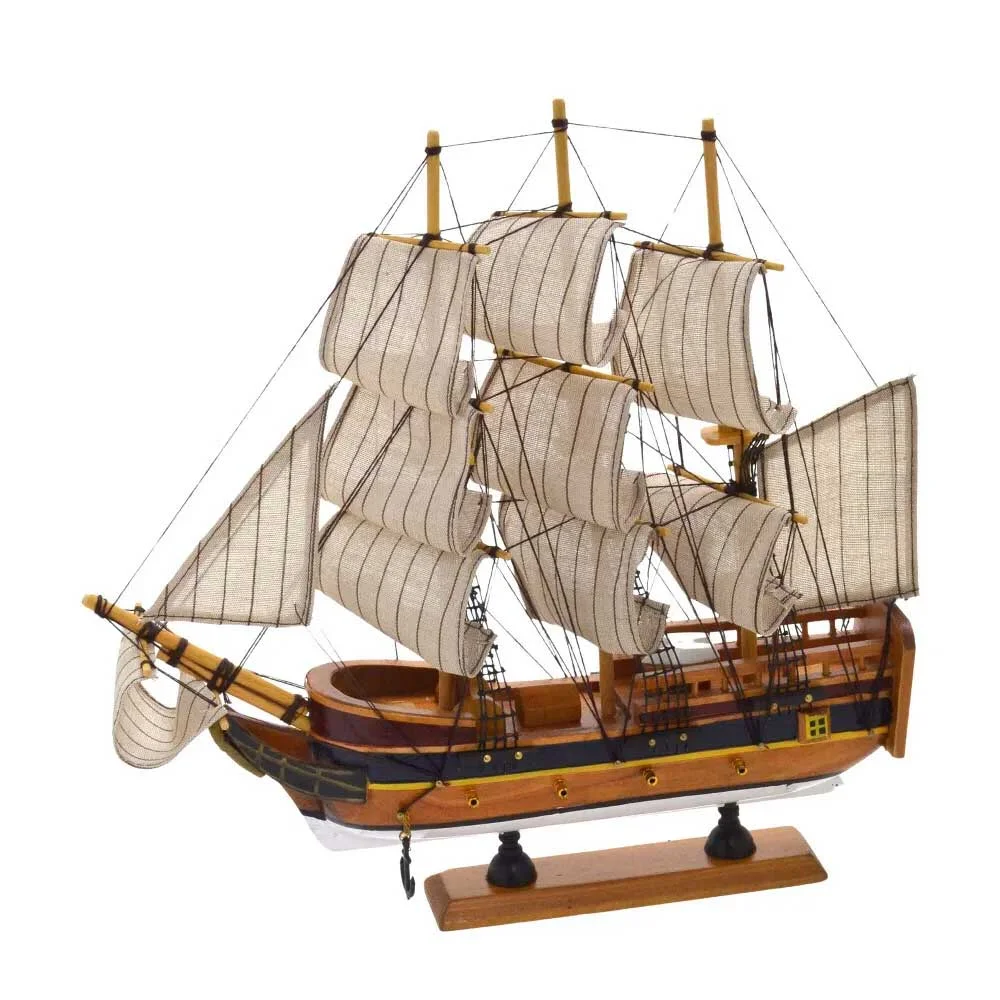 22988 ESCULTURA BARCO EM MADEIRA PINTURA PATINA CO