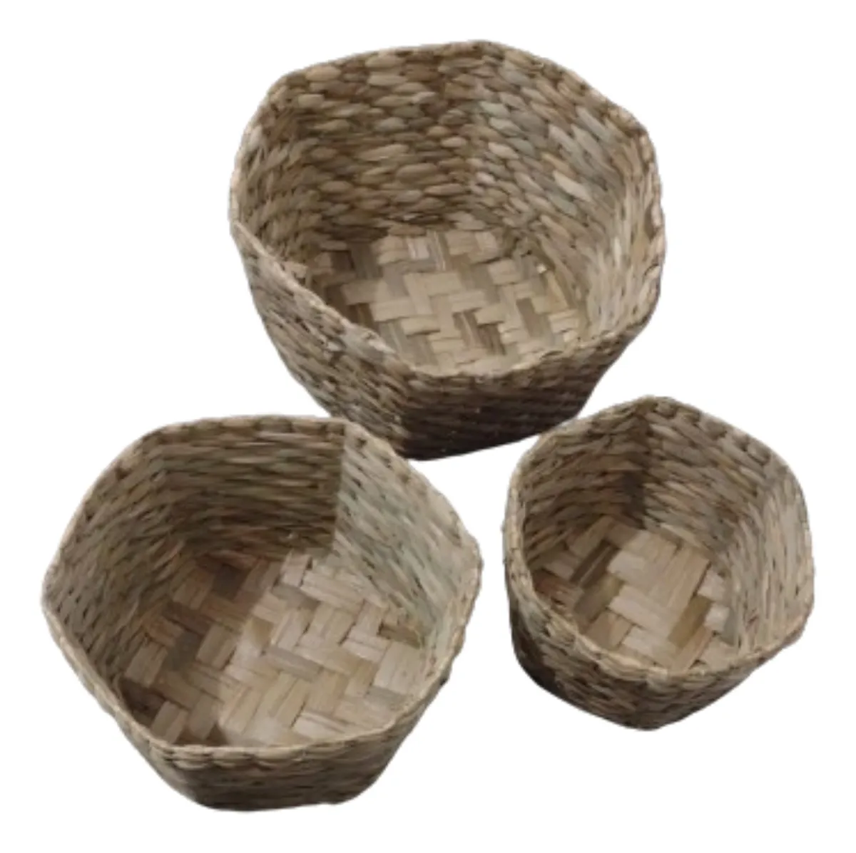 23354 CACHEPO SEXTAVADO PALHA CESTARIA 21X21X16CM