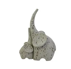 23630 ESCULTURA EM PO DE PEDRA 2 ELEFANTES TROMBA - 680
