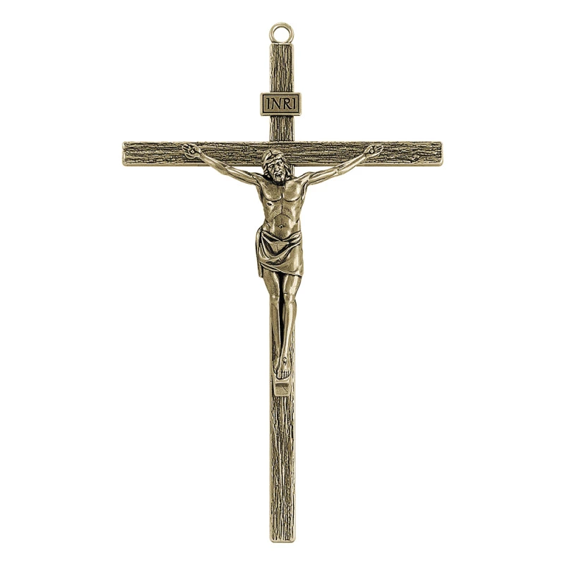 Adorno Cruz Jesus Cristo Ouro Velho 25cm OURO VELHO