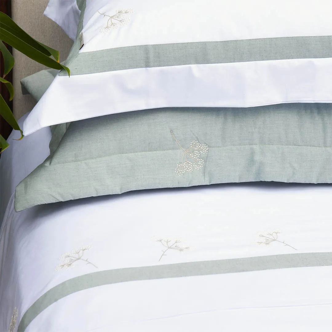 GAIA ROUPA DE CAMA QUEEN - BRANCO / VERDE